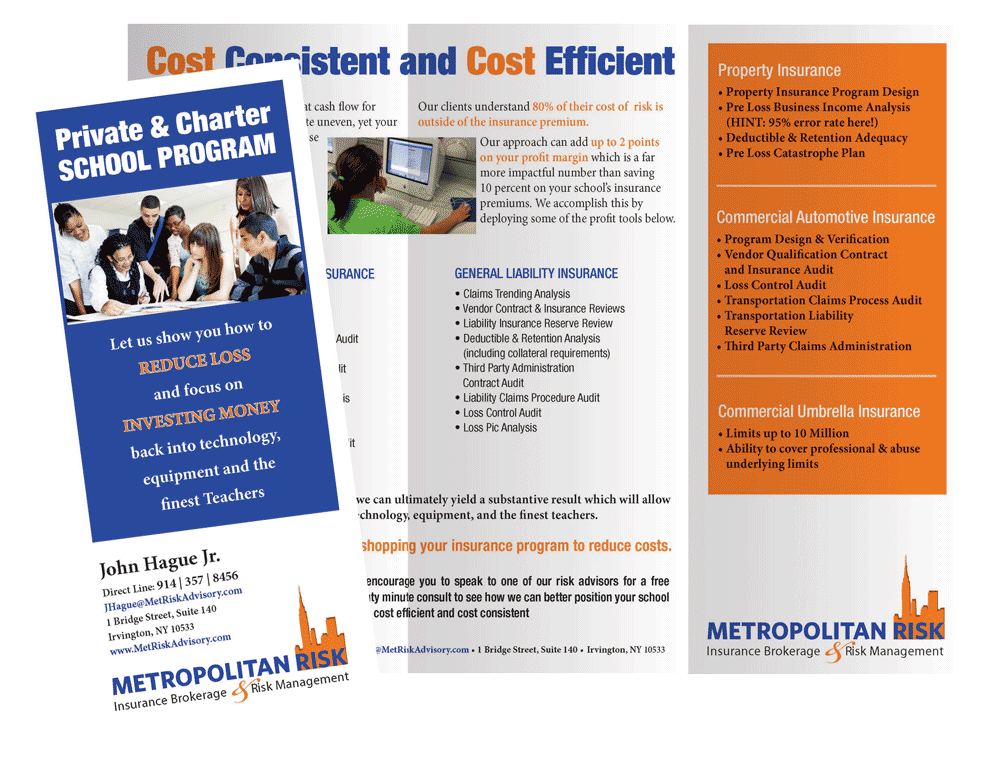 Tri fold Brochure for Metropolitan Risk