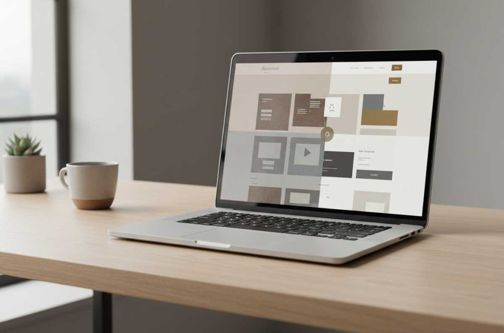 Website redesign concept shown on a modern laptop workspace