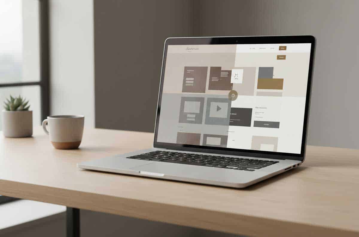 Website redesign concept shown on a modern laptop workspace